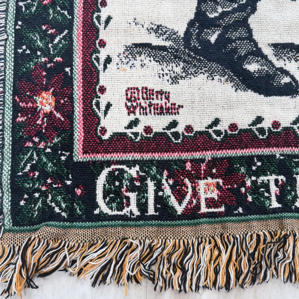 Betty Whitaker Vintage Christmas Santa Woven Tapestry Throw Blanket 45x64 - Picture 2 of 5